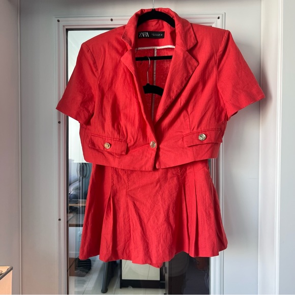 Zara Red Linen Skort Set - Picture 3 of 6